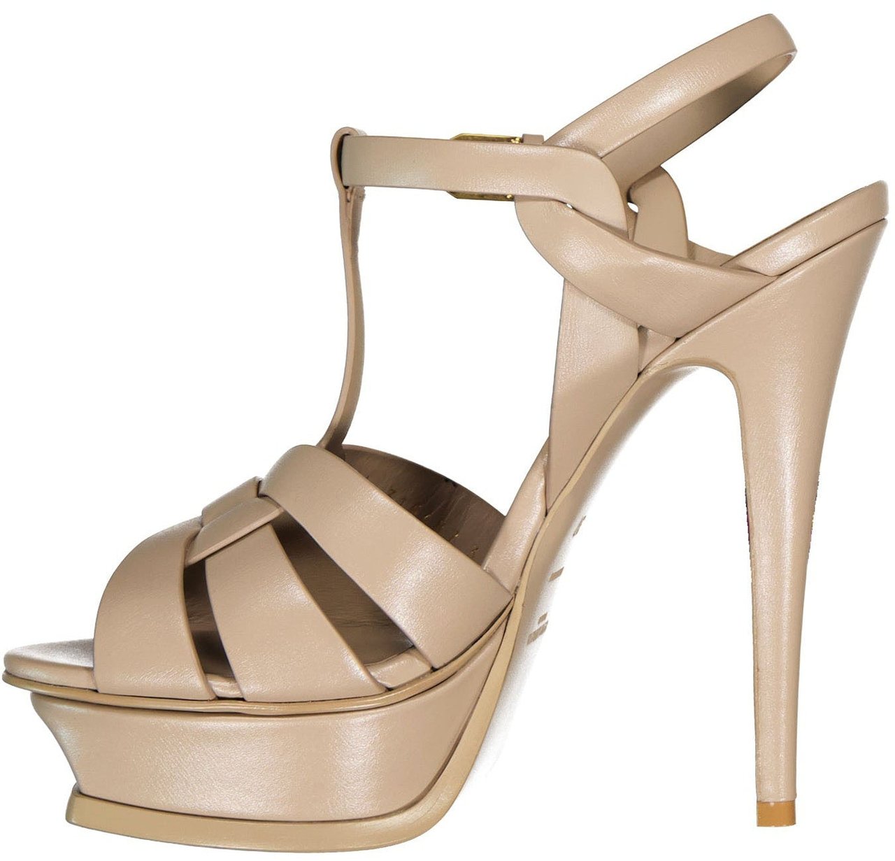Saint Laurent Saint Laurent Tribute Leather Sandals Beige