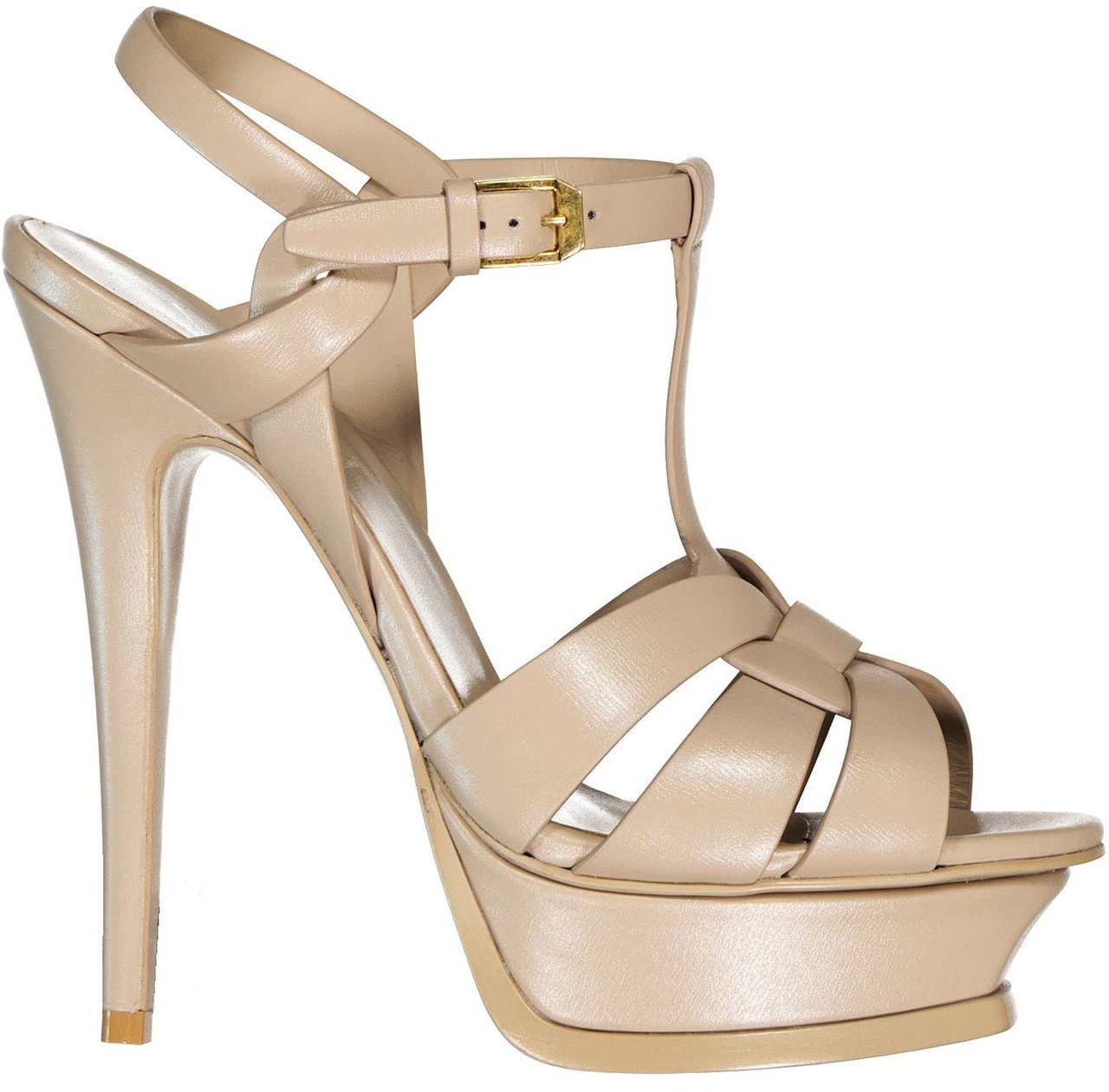 Saint Laurent Saint Laurent Tribute Leather Sandals Beige