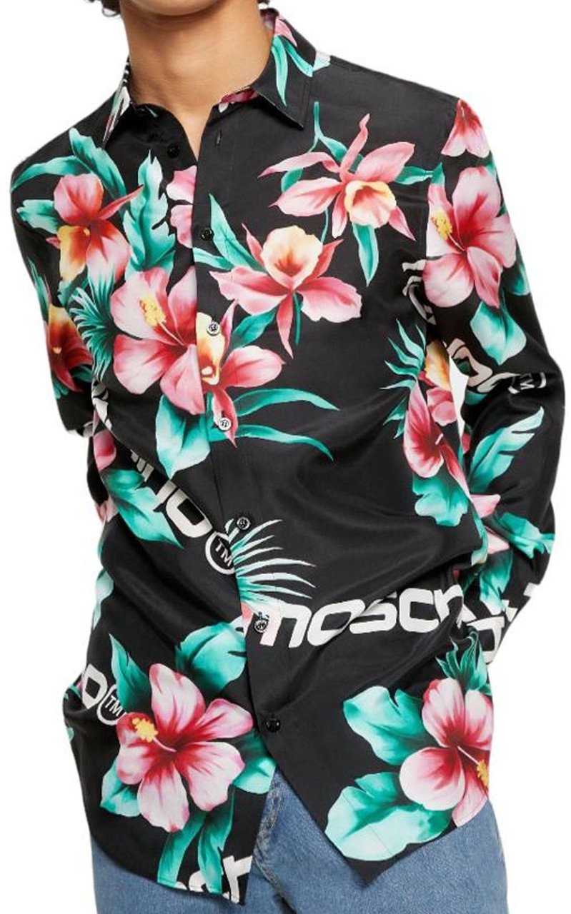 Moschino Moschino Couture Silk Printed Shirt Zwart