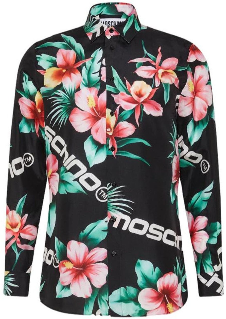 Moschino Moschino Couture Silk Printed Shirt Zwart