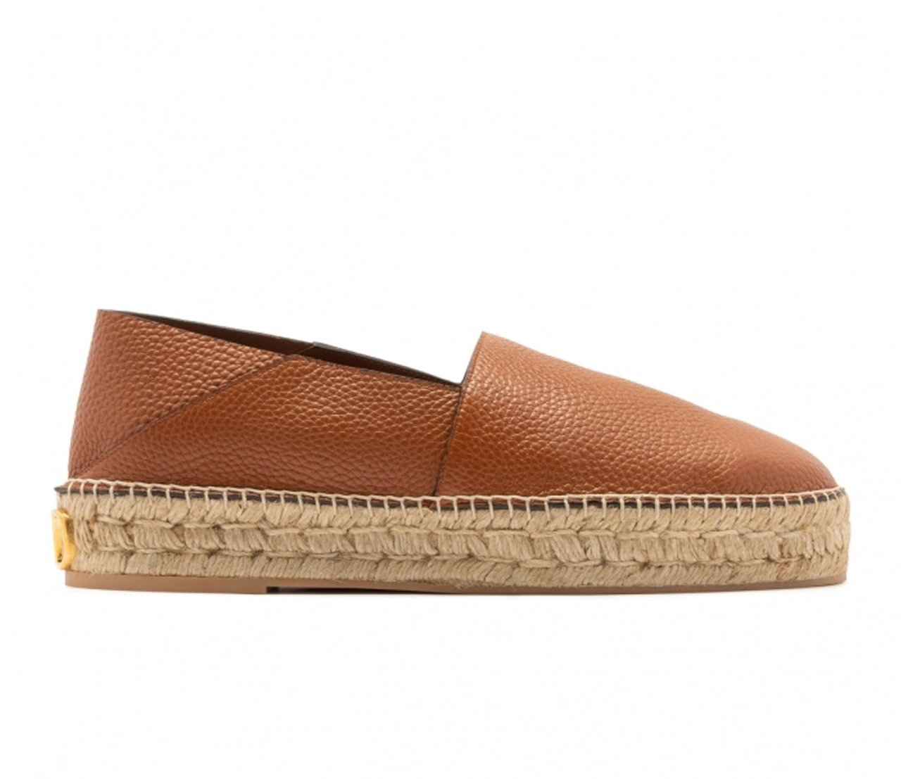 Valentino Valentino Garavani Logo-Plaque Leather Espadrilles Bruin