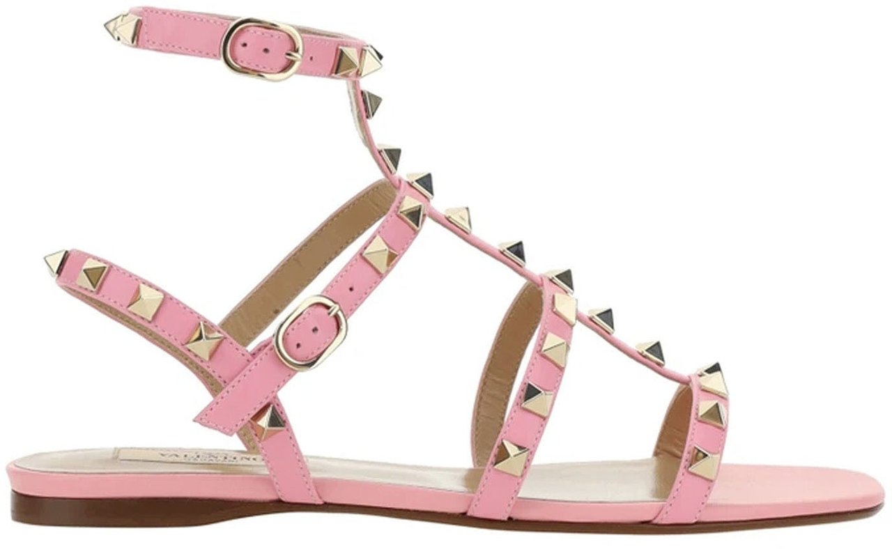 Valentino Valentino Garavani Rockstud Leather Sandals Roze
