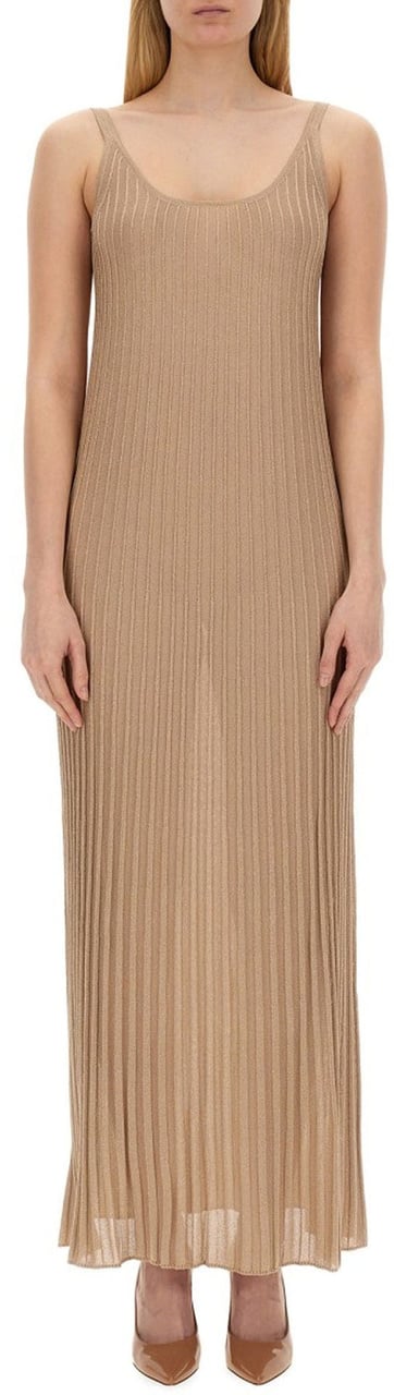 Max Mara Max Mara Ritmo Lurex Long Dress Beige