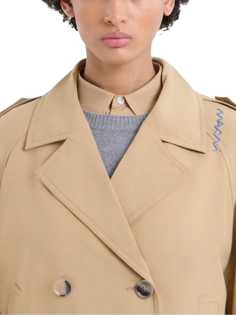 Marni Marni Beige stretch polyester blend trench Beige