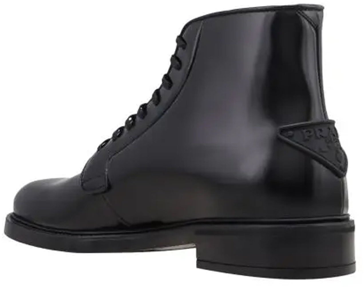 Prada Prada Leather Lace-Up Boots Zwart