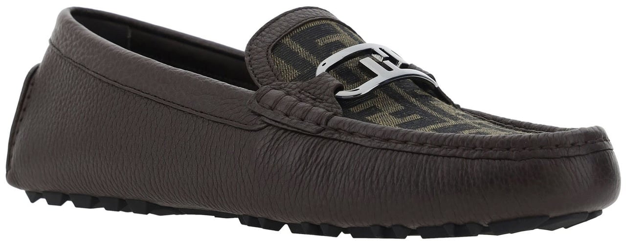 Fendi Fendi Leather Monogram Loafers Bruin