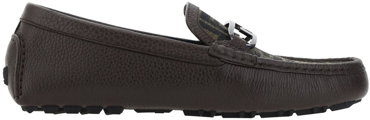 Fendi Fendi Leather Monogram Loafers Bruin