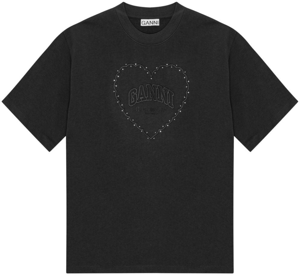 Ganni T-Shirts And Polos Black Zwart