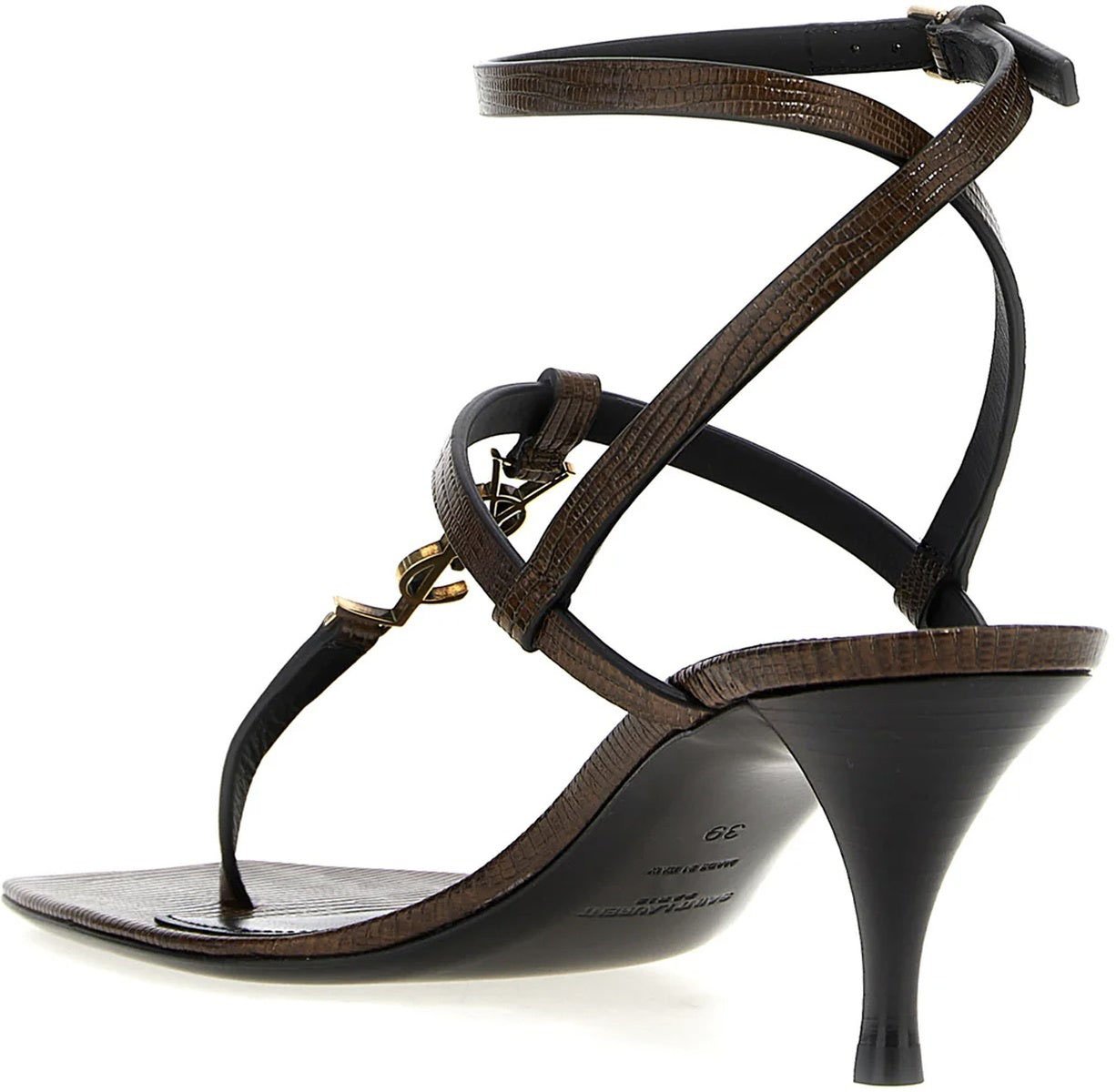 Saint Laurent Saint Laurent Cassandra Leather Flip-Flop Sandals Bruin
