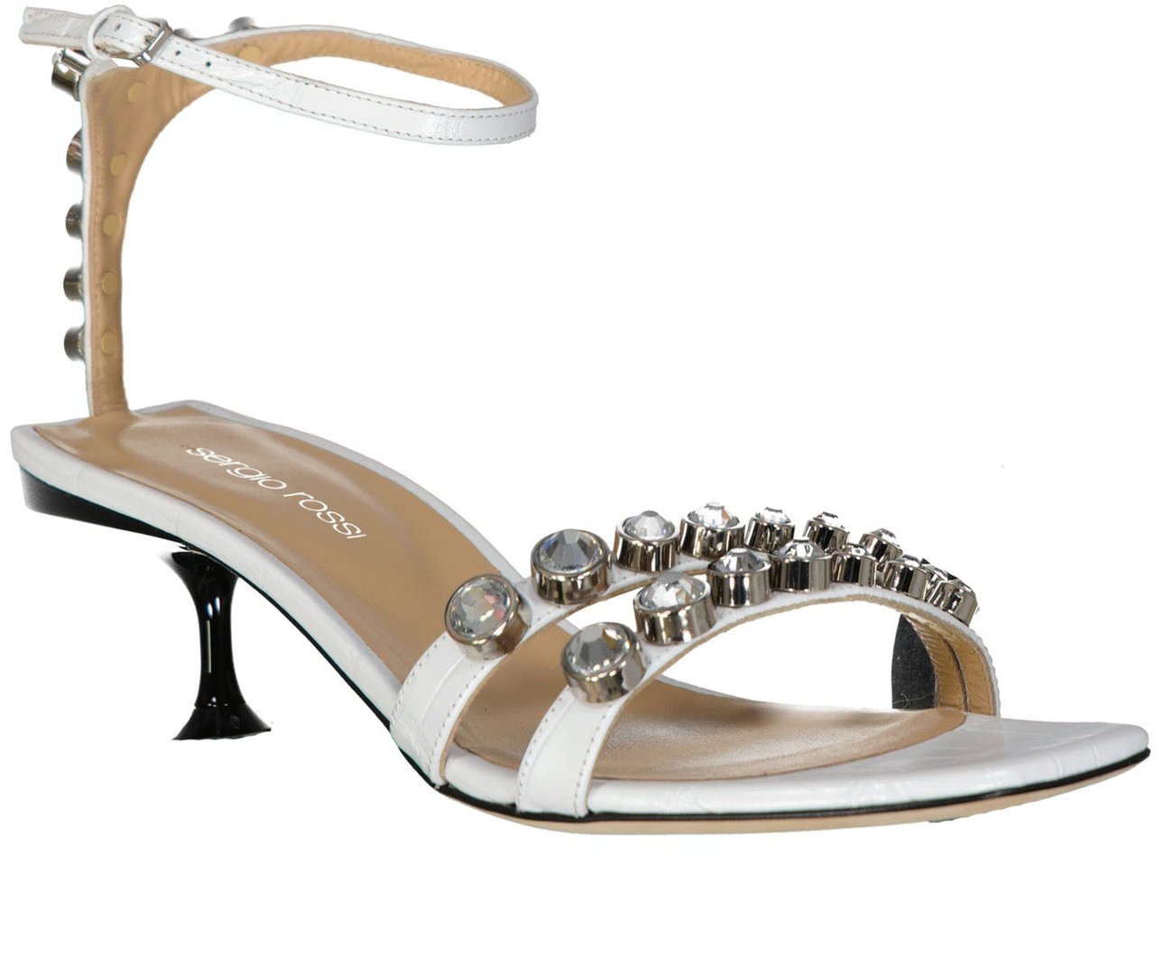 Sergio Rossi Sergio Rossi Leather Crystal Sandals Wit