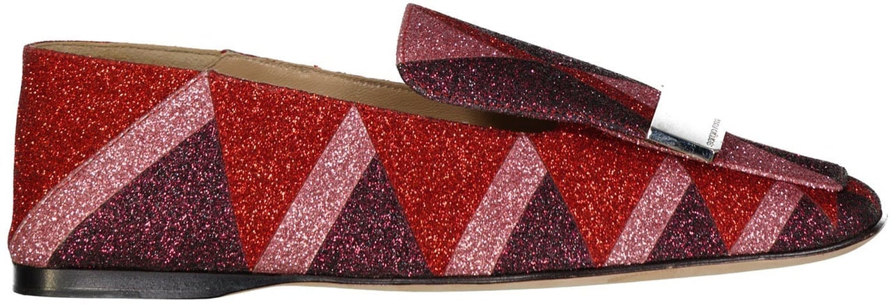 Sergio Rossi Sergio Rossi Glitter Loafers Rood