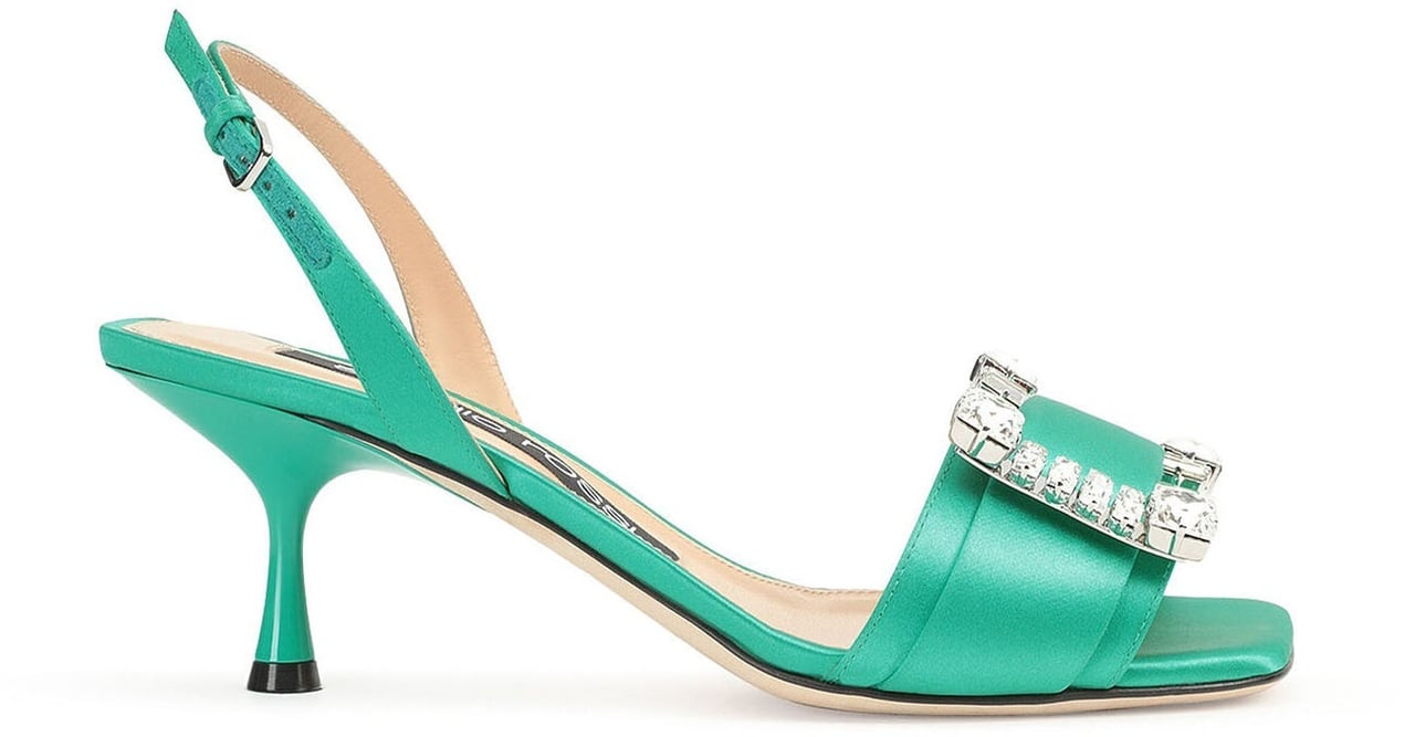 Sergio Rossi Sergio Rossi SR Twenty 060 Satin Sandals Groen