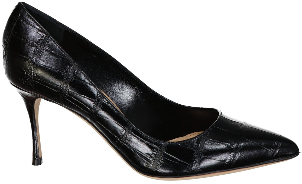 Sergio Rossi Sergio Rossi Godiva 075 Croc-Effect Leather Pumps Zwart