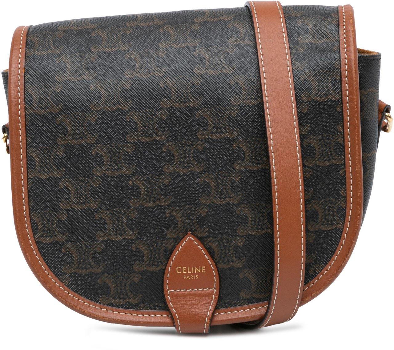 Celine Medium Triomphe Coated Canvas Folco Crossbody Bruin