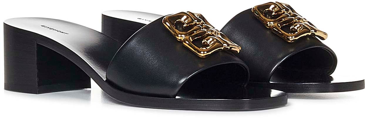 Givenchy Givenchy Black leather mules Zwart