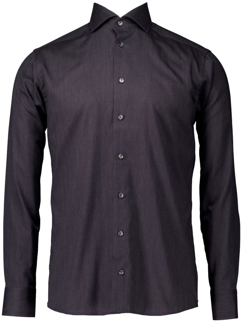 Eton Eton Herringbone Wrinkle Free Flannel Shirt Lange Mouw Overhemden Anthraciet 100012184 Grijs