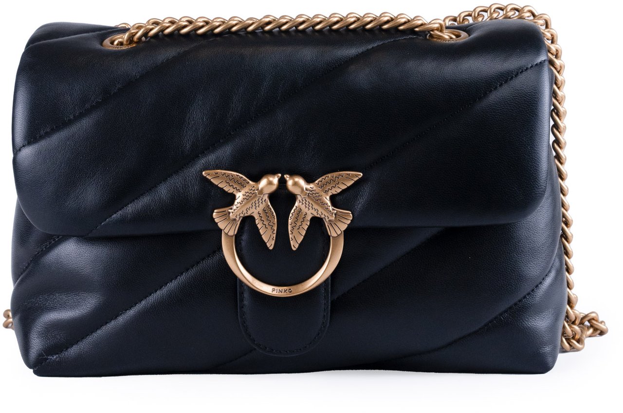 Pinko Love Puff Classic Cl Nero-Antique Gold Zwart