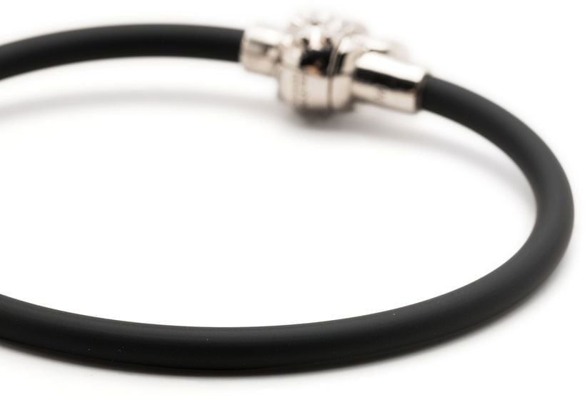 Alexander McQueen Rubber Cord Studded Skull Bracelet Zwart