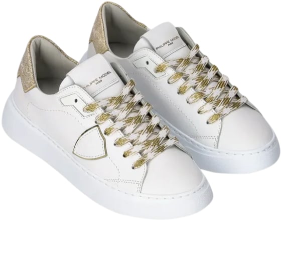 Philippe Model Philippe model temple leather sneakers color white/gold Wit