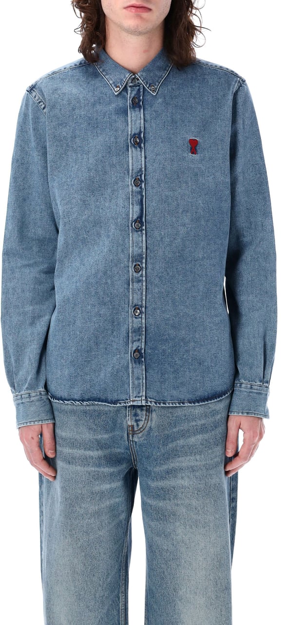 AMI Paris Denim Ami De Coeur shirt Blauw