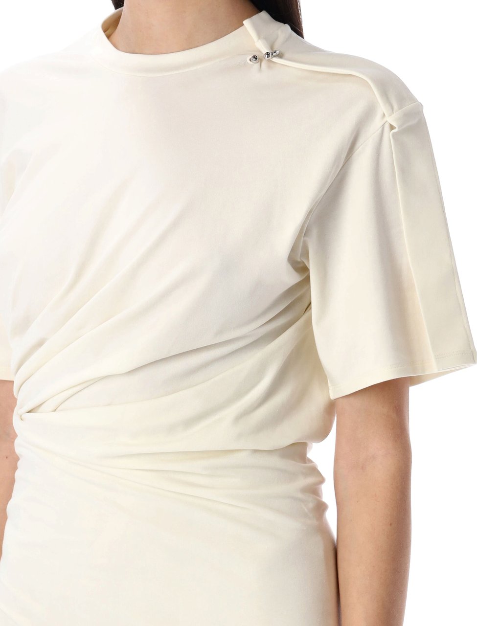 MUGLER Tshirt Draped Mini Dress Snow White Wit