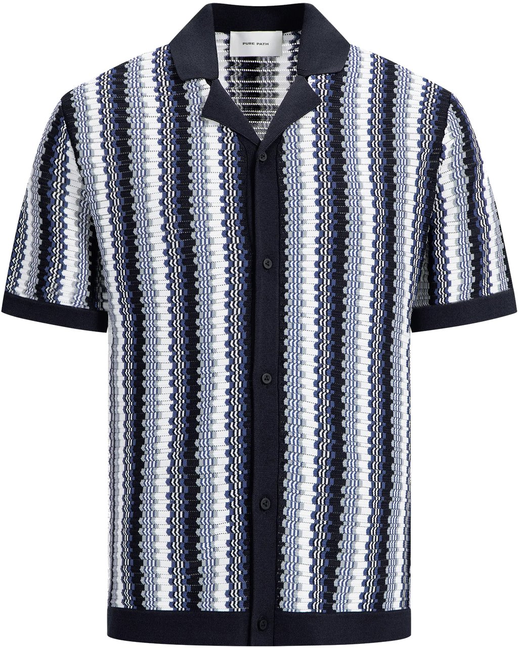 Pure Path Ajour Knitwear Shirt Blauw