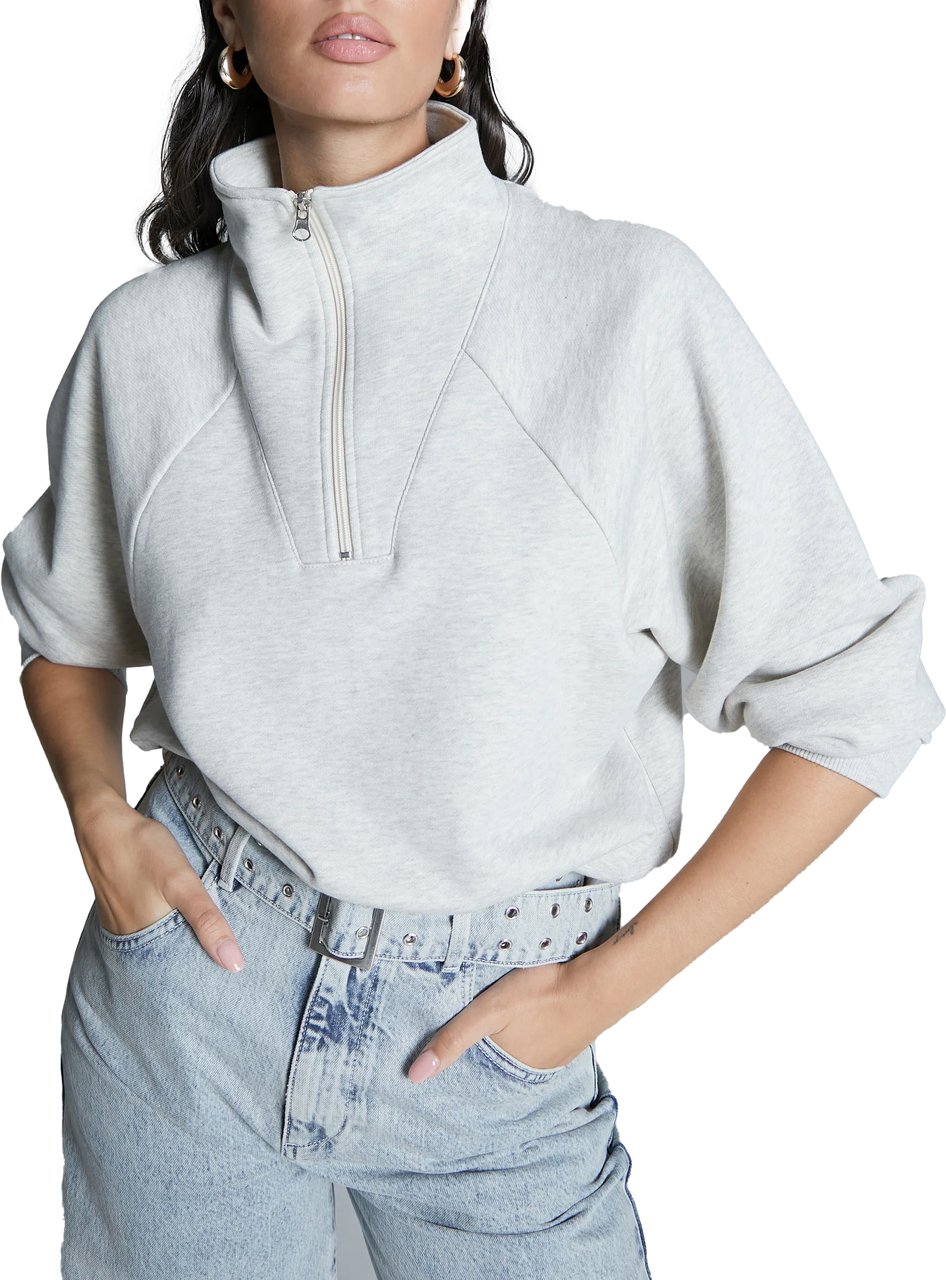 Homage to Denim Sweater with zip melange Grijs