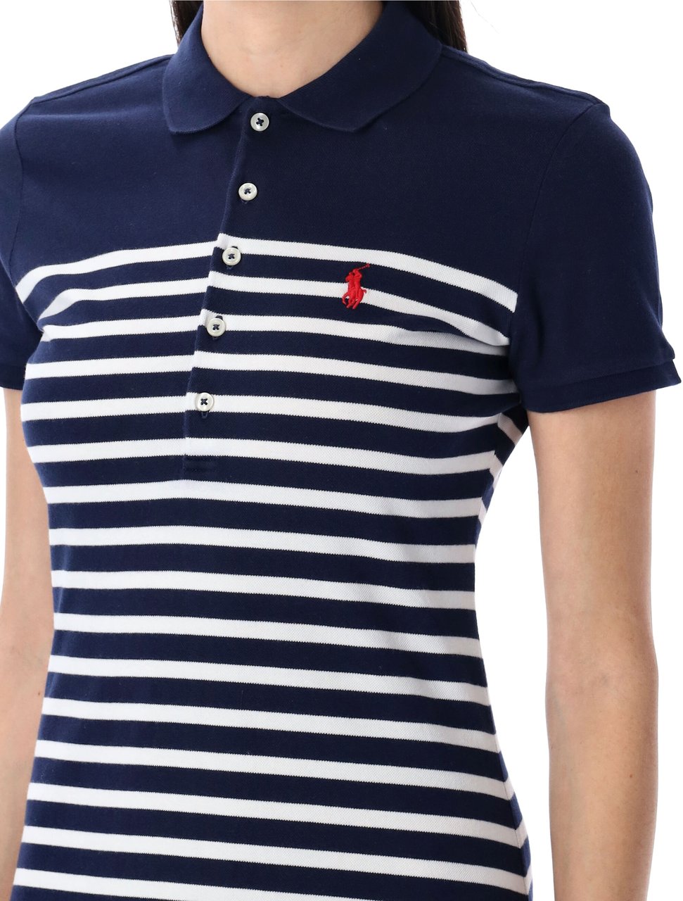Ralph Lauren Polo Midi Dress Triped Cruise Navy White Wit