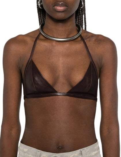 Rick Owens Reggiseno In Pelle Bra Mahogany Bruin