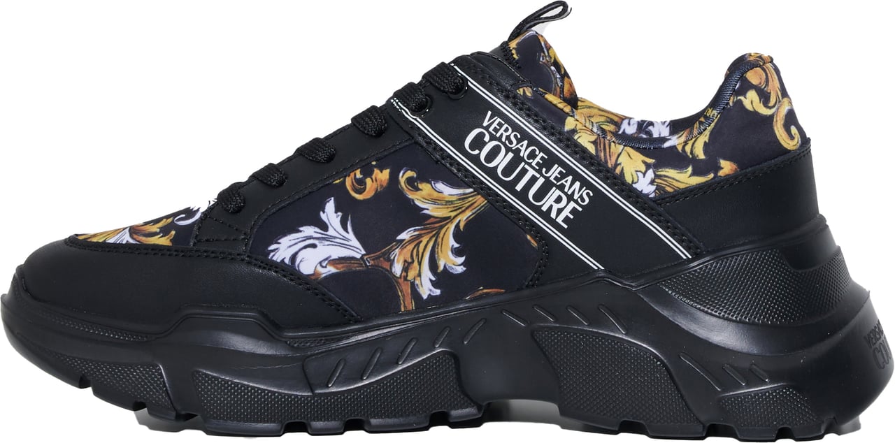 Versace Jeans Couture Black baroque sneaker Zwart
