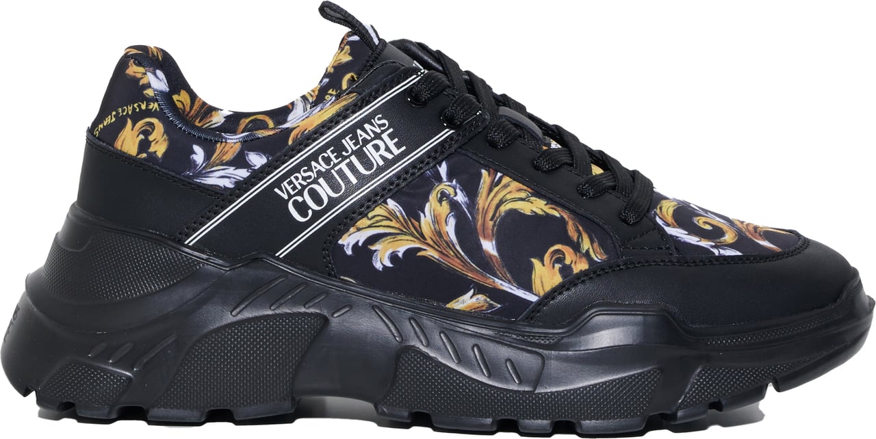 Versace Jeans Couture Black baroque sneaker Zwart