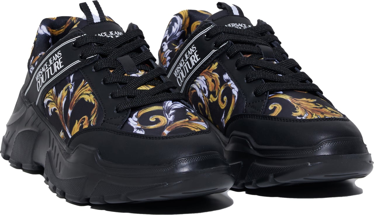 Versace Jeans Couture Black baroque sneaker Zwart