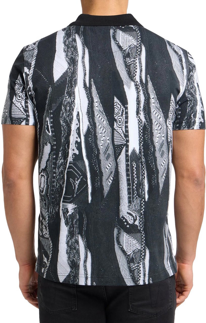 Carlo Colucci Knit Print Polo Black Zwart