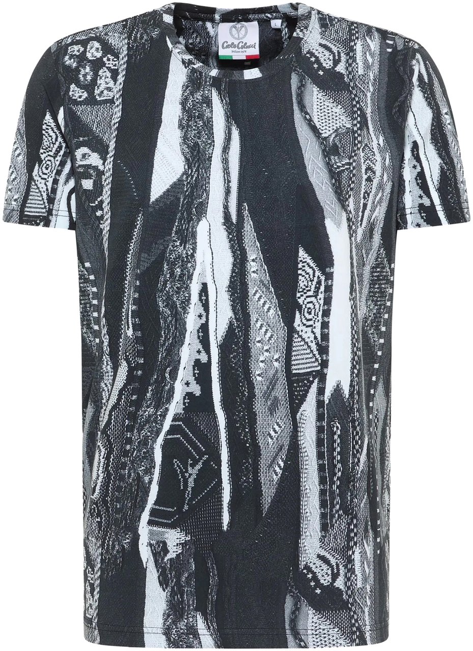 Carlo Colucci Knit Print T-shirt Black Zwart