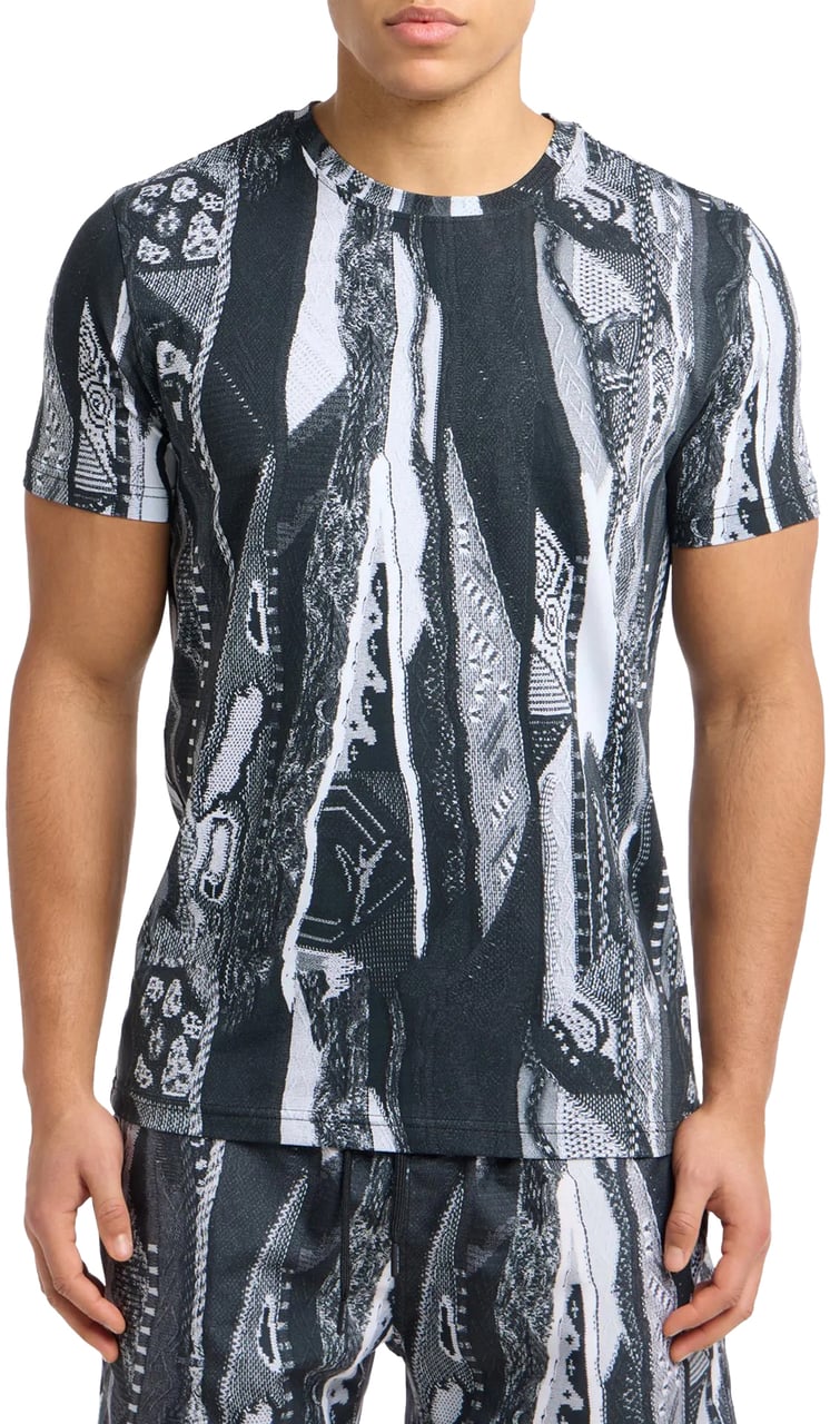 Carlo Colucci Knit Print T-shirt Black Zwart