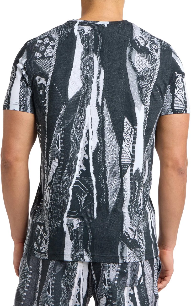 Carlo Colucci Knit Print T-shirt Black Zwart