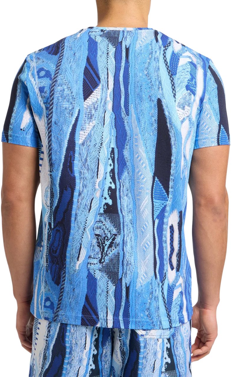 Carlo Colucci Knit Print T-shirt Blue Multi Blauw