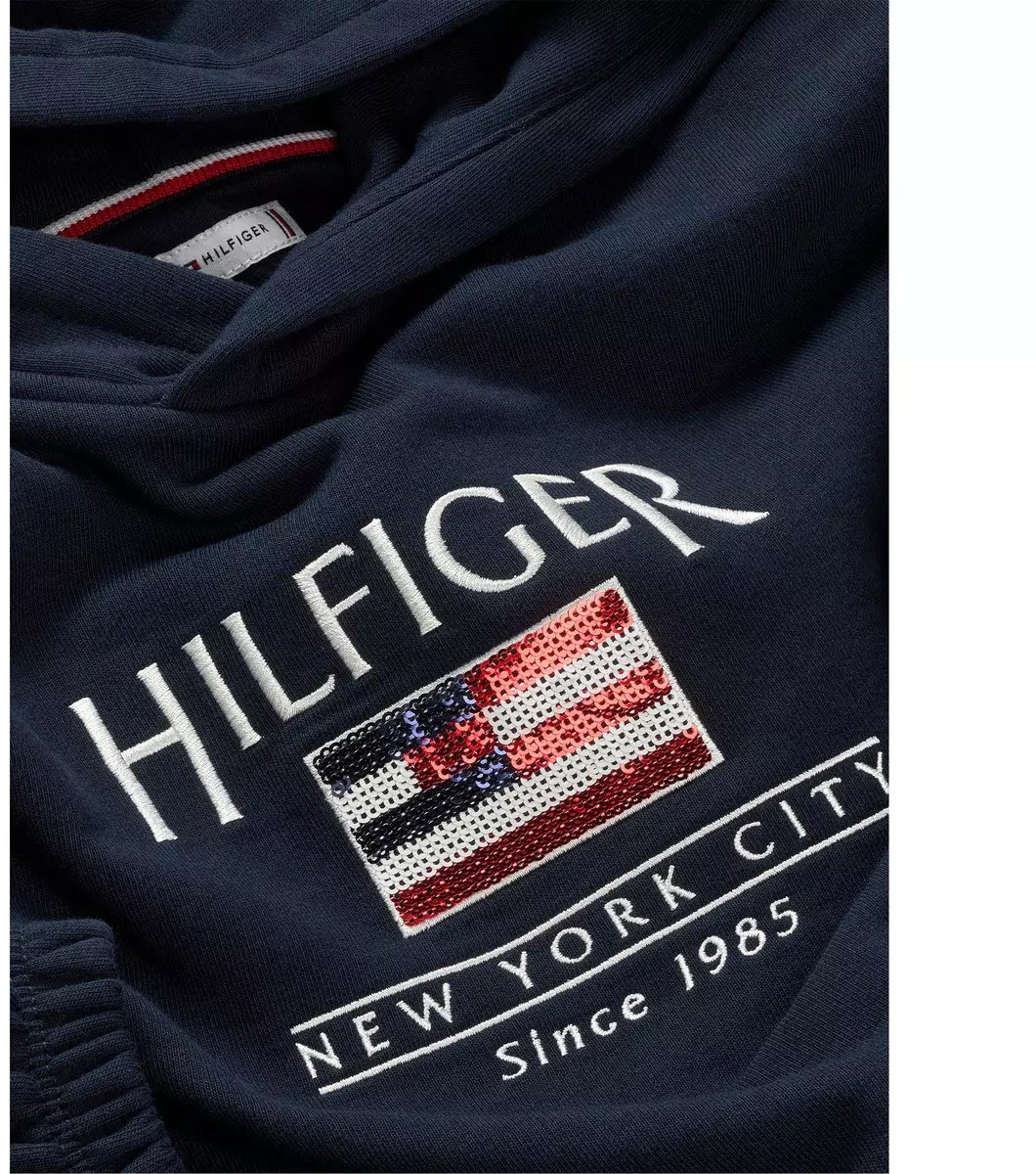 Tommy Hilfiger Sequin Flag Hoodie Blauw