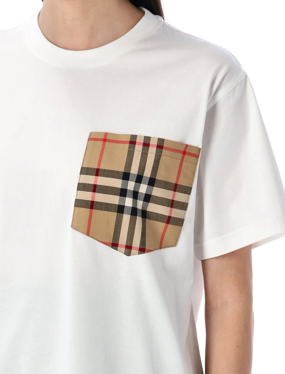 Burberry Carrick Chk Pkt A Bianco Wit
