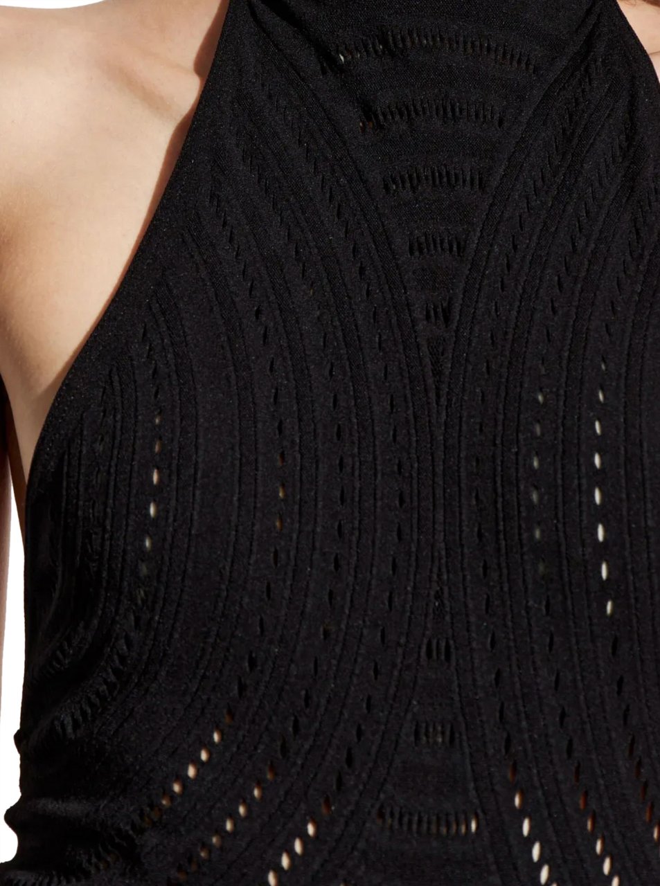 MISBHV Mesh Halter Long Dress Black Zwart