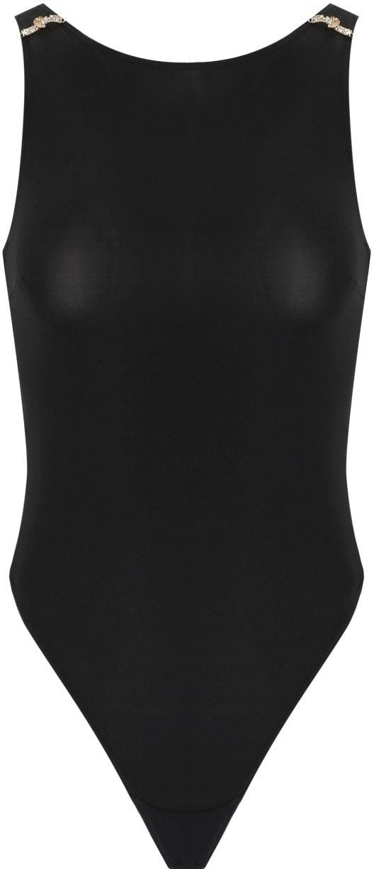 Elisabetta Franchi Body in Jersey con Dettagli Gioiello Zwart