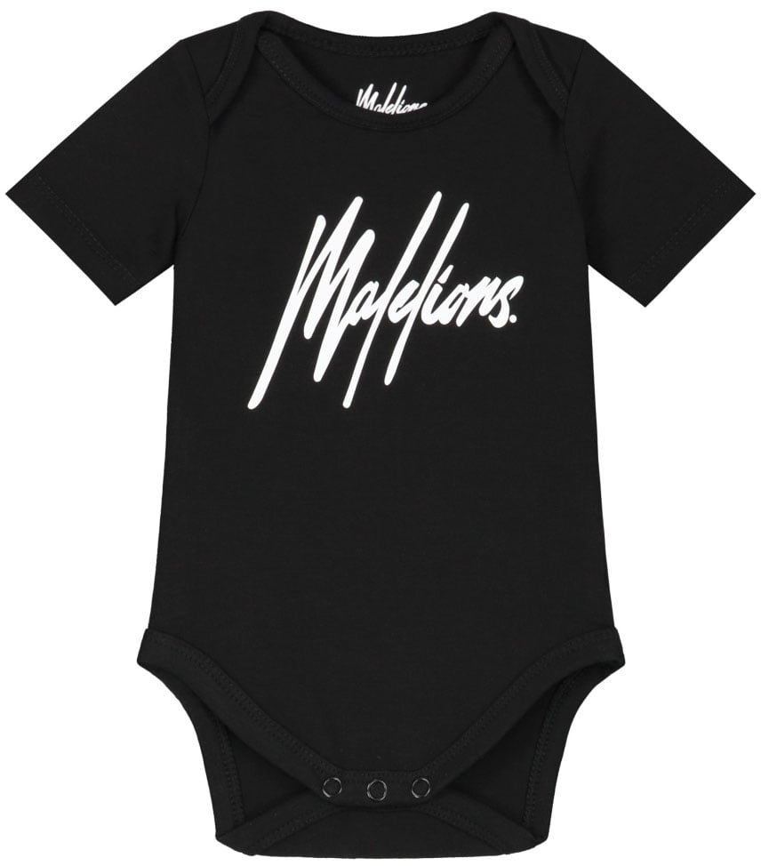 Malelions Malelions Baby Signature Shortsleeve Bodysuit Zwart