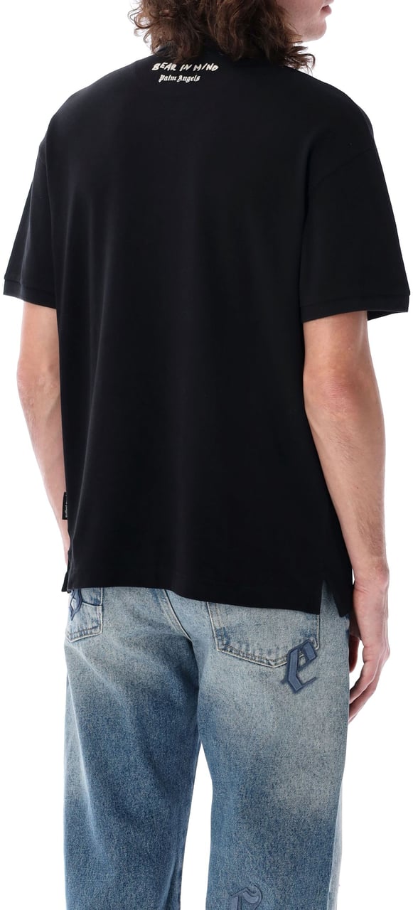 Palm Angels Mini Bear In Mind Polo Ss Nero Zwart