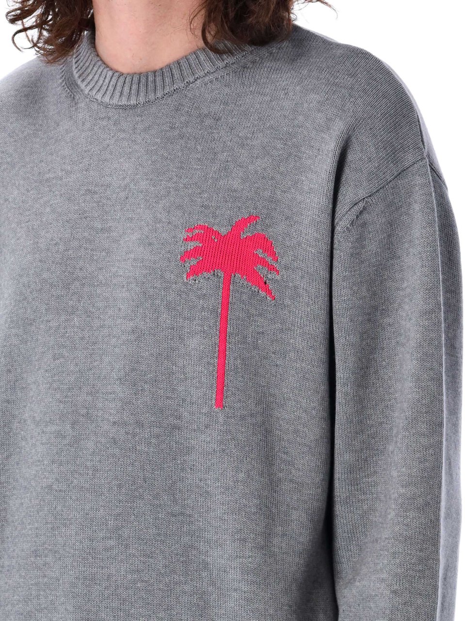 Palm Angels Back Palms Knit Sweater Grigio Grijs