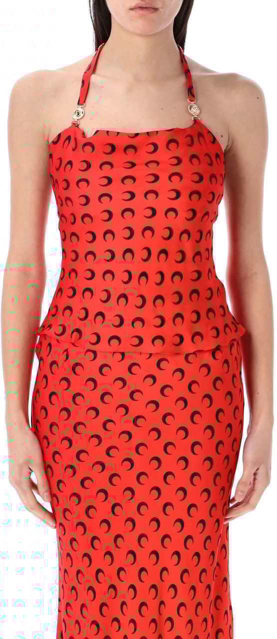 Marine Serre Moon Satin Strap Top Rosso Rood