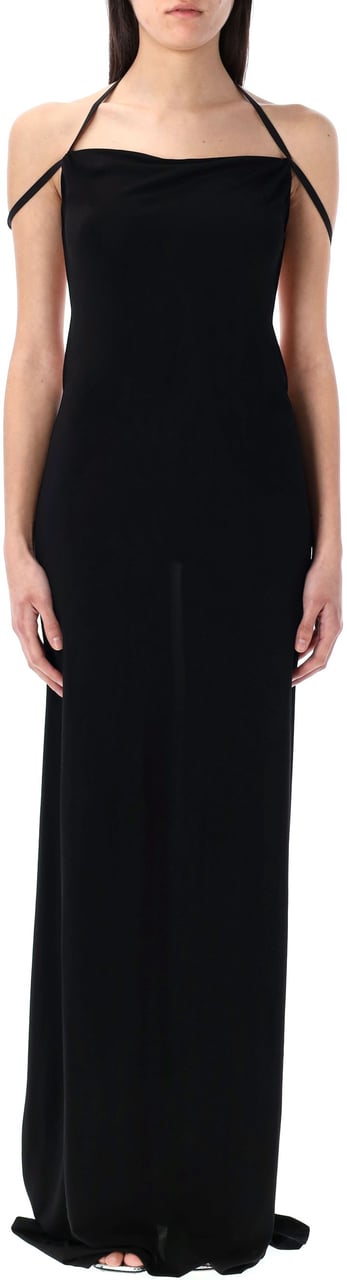 Marine Serre Draped Jersey Open Back Dress Nero Zwart