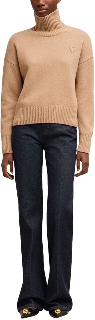 AMI Paris Logo Knit Sweater Bruin
