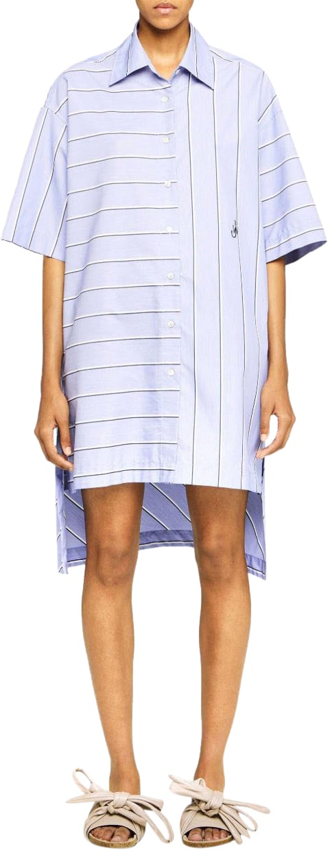 J.W. Anderson Short Sleeve Shirt Dress Glacier Blue Blauw