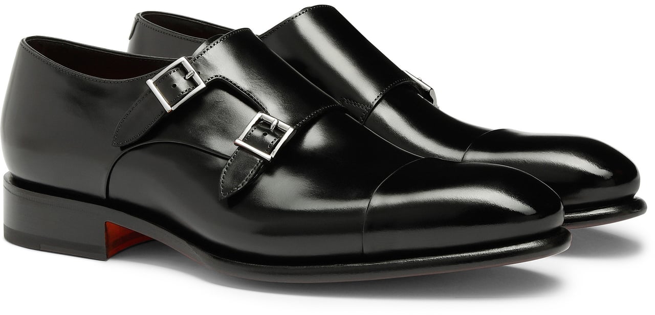 Santoni Leather doublebuckle shoe Wit