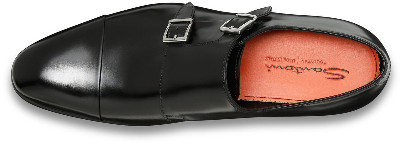 Santoni Leather doublebuckle shoe Wit